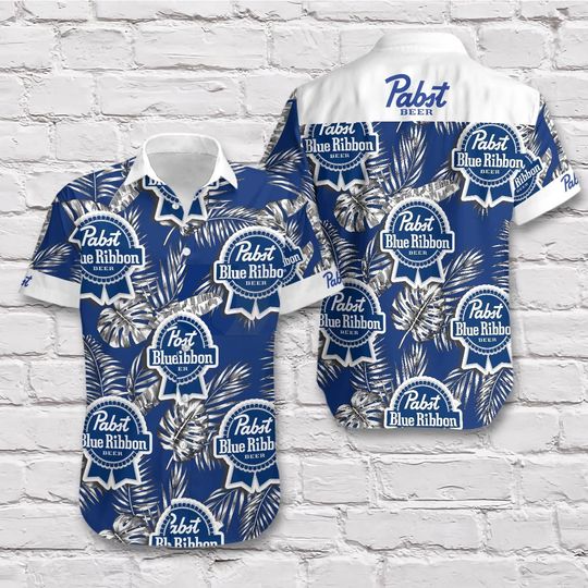 Pabst Blue Ribbon Blue Hawaiian Shirt
