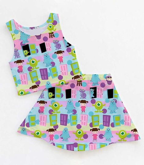 Sweet Monsters Inc Coquette Activewear Set, Mike Sulley Boo Bow Skort Outfit, Pixar RunDisney Mothers Day Summer Vacation Gear