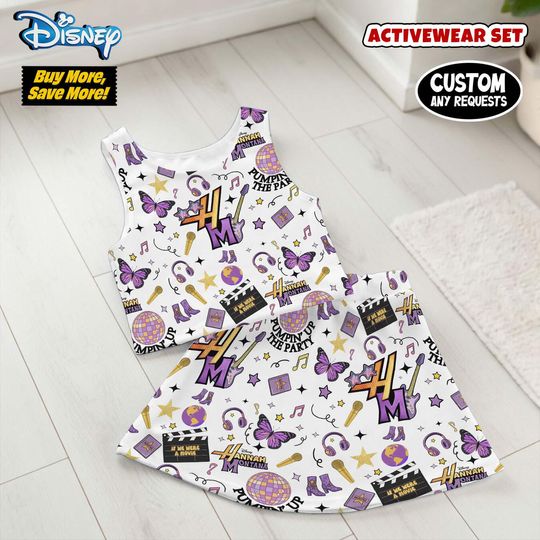 Hannah Montana 20Th Anniversary Coquette Activewear Set, Pooh Bear Bow Skirt Outfit, RunDisney Summer Vacation