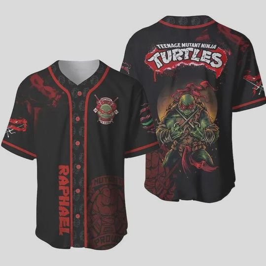 Teenage Mutant Ninja Turtles Raphael Baseball Jersey Retro Anime Streetwear Top