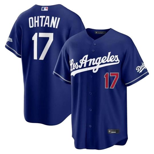 Personalized Los Angeles Dodgers #17 Ohtani  Baseball Jersey, Custom Men's Royal Blue Name Number