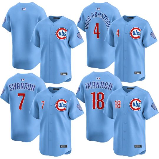 Discover Personalized Chicago Cubs Men's Light Blue Alternate Jersey, Custom Name & Number Baseball Jersey