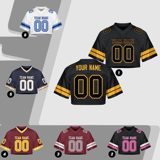 Custom Name Number Logo Cropped Gold And Black Football Jersey for Women Personalized Mesh Jersey Cheer Crop Top Football Jersey for Girls