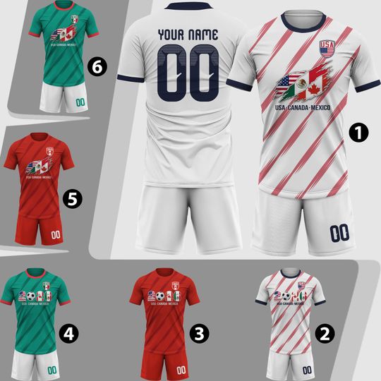 Discover Custom America Soccer Jersey 2026 Men Youth Kid Team, Personalized USA Canada Mexico Soccer Jersey Sets Name Logo Number, Uniforme De Futbol