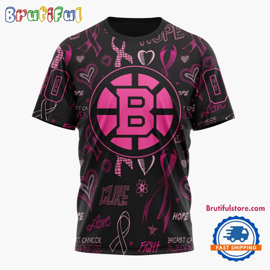 Personalized Boston Bruins Special Pink Breast Cancer Awareness New Design T Shirt
