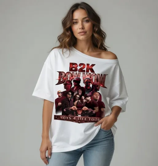 Y2K R&B Nostalgia Off-Shoulder Top Vintage 2000s Music Graphic Tee