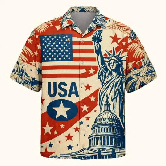 America Hawaiian Shirt, 1776–2026 Vintage Patriotic Shirt, 250 Years Of America