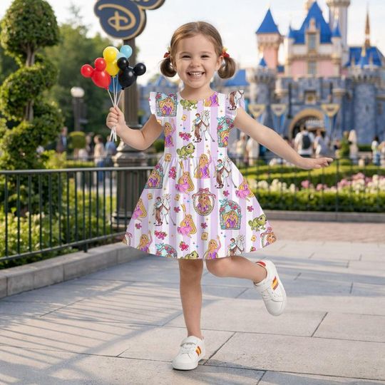 Rapunzel Ruffle Dress, Tangled Princess Toddler Outfit, Birthday Summer Apparel
