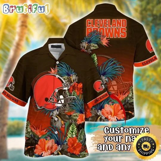 Customized Cleveland Browns Tropical Flower Aloha Hawaiian Shirt