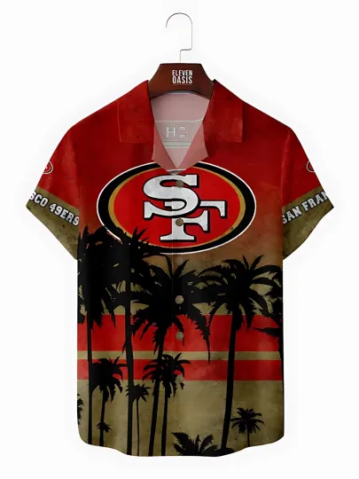 San Francisco 49ers Sunset Palms Tree Hawaiian Shirt, Gift For football Fans