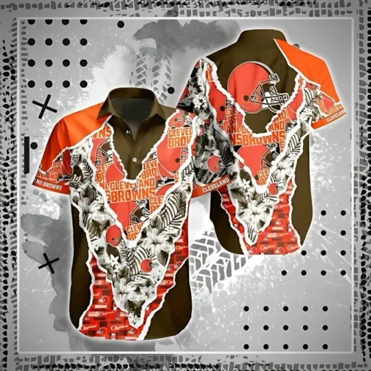 Cleveland Browns Gridiron Aloha Hawaiian Shirt, Gift For football Fan