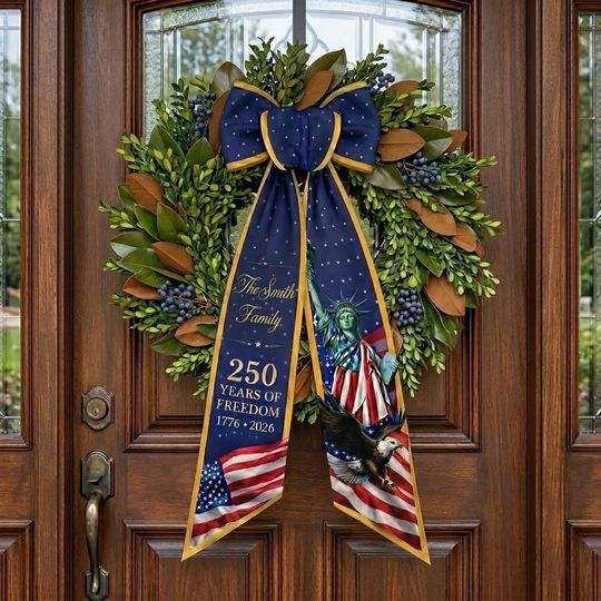Personalized America 250 Wreath Sash, USA 250 Years Of Freedom, Custom USA 250th Anniversary Sash, Patriotic Decor, 1776-2026 July 4th Sign