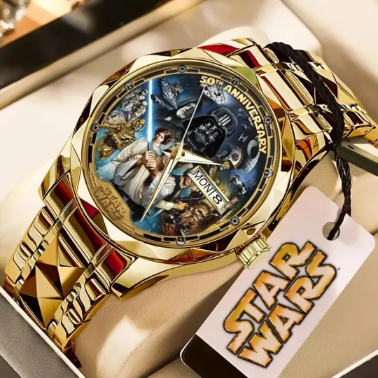 Wars 50th Anniversary Alloy Luxury Quartz Watch, Father's Day Gift, Gift For Dad, Him