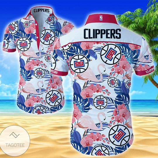 Los Angeles Clipperss Tropical Light Blue Flowers Hawaiian Shirt