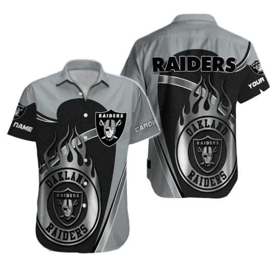 Personalized Las Vegas Raiders Silver Flame Summer Aloha Hawaiian Shirt