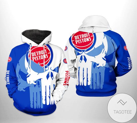 Detroit Pistonss Punisher Skull Pullover Hoodie V2