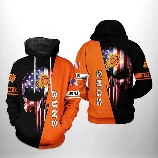 Phoenix Sunss US Flag Punisher Skull Pullover Hoodie