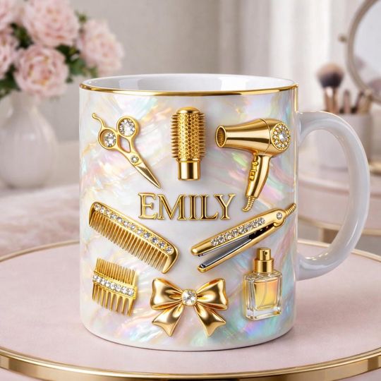 Personalized Hairstylist Mug, Custom Name Hair Stylist Coffee Cup, Salon Gift for Hairdresser, Beauty Lover Mug