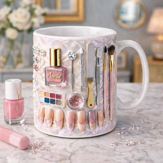 Personalized Nail Tech Mug, Custom Name Manicurist Coffee Cup, Beauty Salon Gift for Her