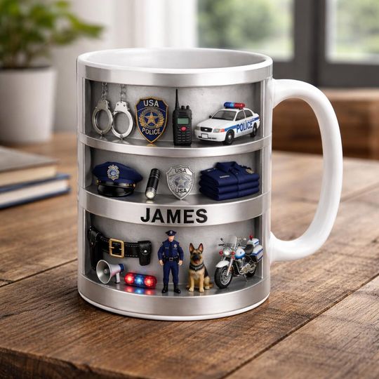 Personalized Police Officer Mug, Custom Name Law Enforcement Coffee Cup, Cop Appreciation Gift