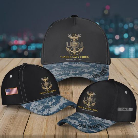 Custom Name US Navy Master Chief Baseball Cap, Printed Military Baseball Hat Veteran Cap Hat For Veterans, Gift for Dad, Father'day Gift