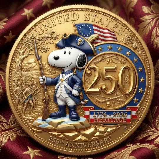 USA 250th Anniversary Coin 1776-2026 Peanut Woodstock Challenge Coin
