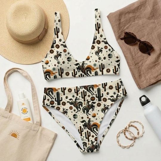 Bucking Space Bronco Bikini Set for Women, High-Waisted Summer Two Piece Swimsuit