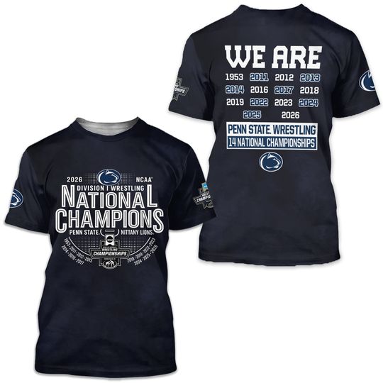Penn State Wrestling 2026 Champs 3D Apparel tshirt Fan Gift