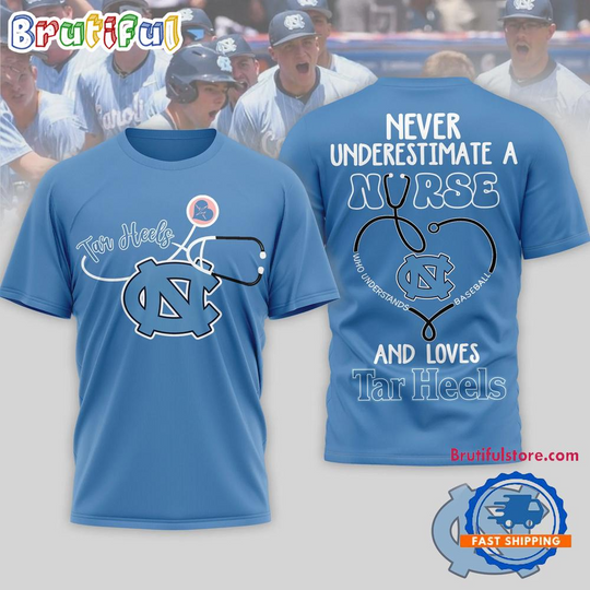 North Carolina Tar Heels Game Day Nurse Limited 3D T Shirt