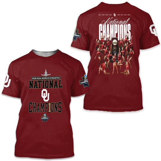 Oklahoma Sooners Champion 2026 Women’s Gymnastics National Champions All Team T Shirt