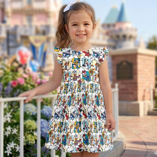Disney Ahoy Pirate Mickey and Friends Ruffle Sleeve Dress, Donald Daisy Goofy Sea Adventure Outfit, Disney Cruise Line Pirate Night Gear