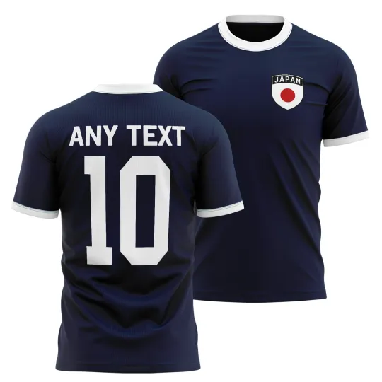 Japan Mens Ringer T Shirt Custom Name Number Football Fan Tee