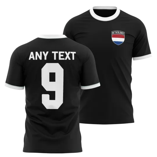 Netherlands Mens Ringer T Shirt Custom Name Number Dutch Badge Football