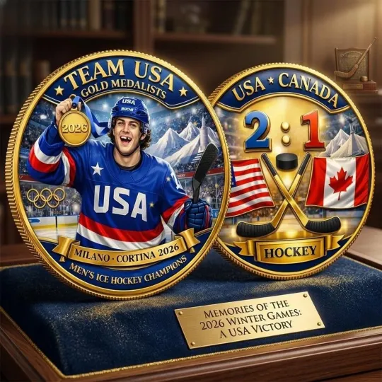 2026 Winter Olympics Gold Usa Defeats Canada Hockey Final Coin