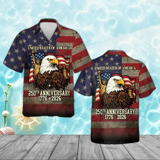 USA 250th Years Anniversary 1776-2026 Hawaiian Button Down Shirt