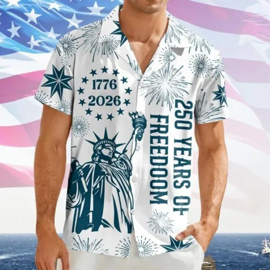USA 250th Years Anniversary 1776-2026 Hawaiian Button Down Shirt