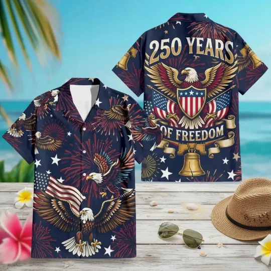 USA 250th Years Anniversary 1776-2026 Hawaiian Button Down Shirt
