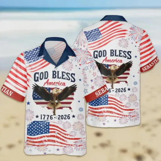 USA 250th Years Anniversary 1776-2026 Hawaiian Button Down Shirt