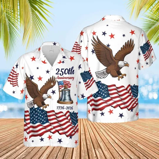 USA 250th Years Anniversary 1776-2026 Hawaiian Button Down Shirt