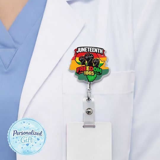 Juneteenth Rainbow Badge Reel, Black History Pride Retractable ID Holder, Juneteenth Freedom Nurse Teacher Gift  AYCB21