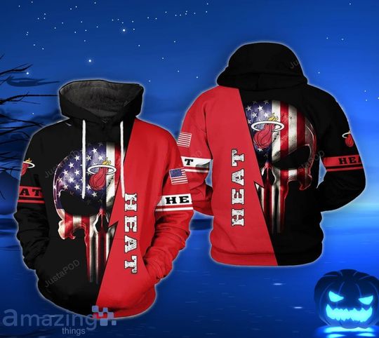 Miami Heats US Flag Punisher Skull Pullover Hoodie