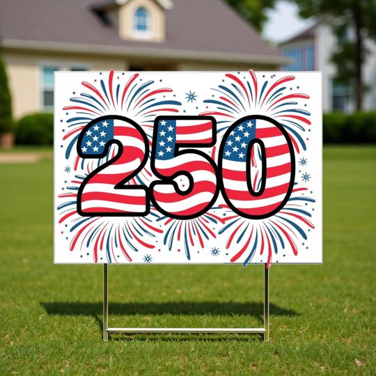 America 250 Yard Sign 2026, USA 250th Anniversary Lawn Sign, Patriotic Outdoor Decor, 4th Of July Party Outdoor Decoration