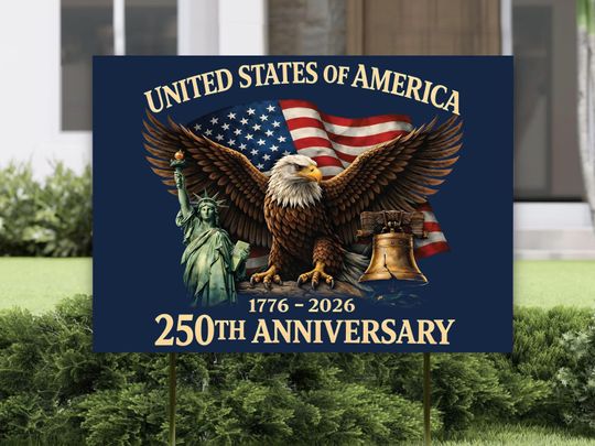 United States of America 1776-2026 250th Anniversary Yard Sign, Independence Day Outdoor Decor, Patriot Family Home Garden Sign