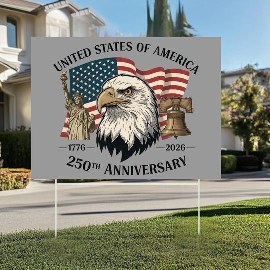 America 250 Yard Sign, 17762026 Patriotic Lawn Decor, Semiquincentennial Outdoor Sign, USA 250th Anniversary Yard Decoration
