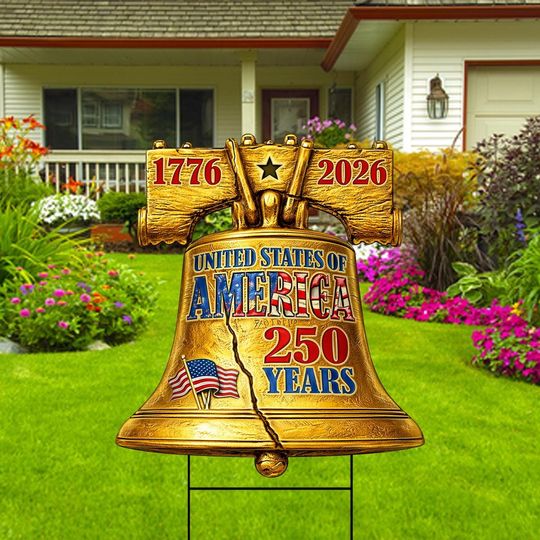America 250th Anniversary Yard Sign Cutout, 17762026 Patriotic Garden Decor, Outdoor 250 Years Celebration Lawn Decor with H-Stake Thads-05