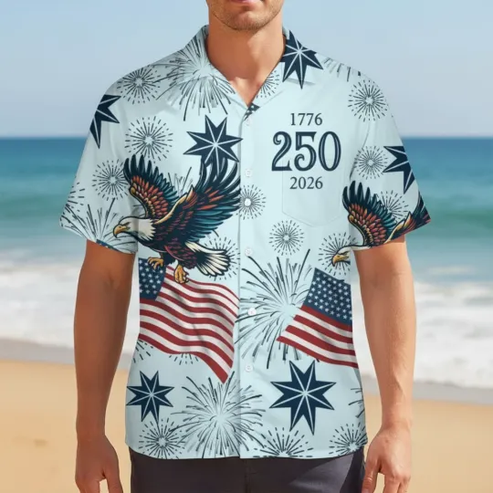 USA 250th Anniversary Hawaiian Shirt – American Eagle Patriotic Shirt