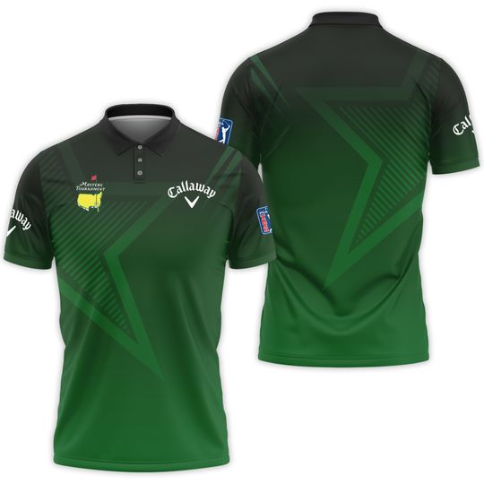 Callaway Masters Tournament Polo Shirt Dark Green Gradient Star Pattern Golf