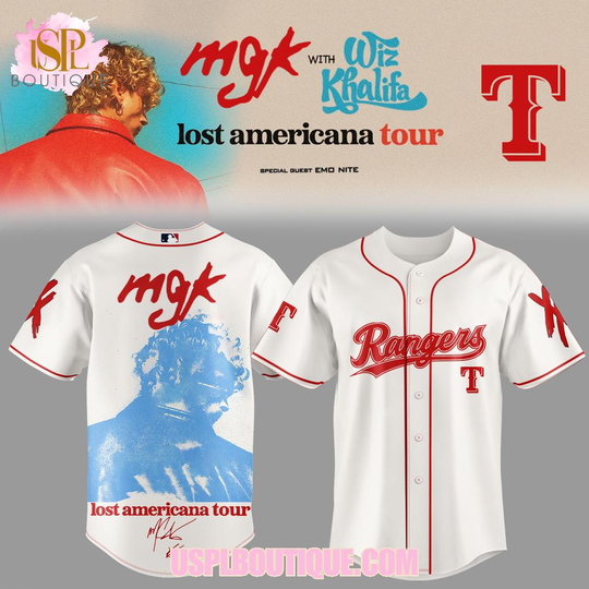 Texas Rangers x Machine Gun Kelly Tour 2026 White Jersey