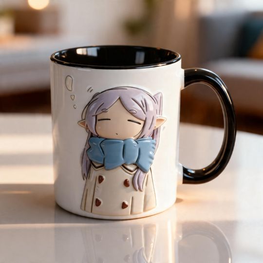 Frieren Anime 3D Embossed Mug, Frieren Beyond Journey Coffee Cup, Cute Anime Mug, Elf Girl Mug, Anime Fan Gift, Kawaii Coffee Mug