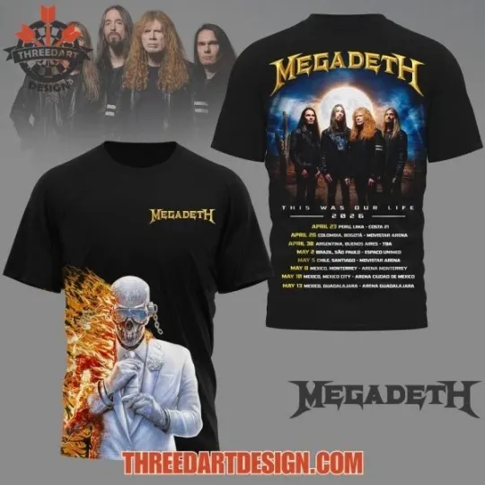 Megadeth This Was Our Life 2026 3D Concert T-Shirt